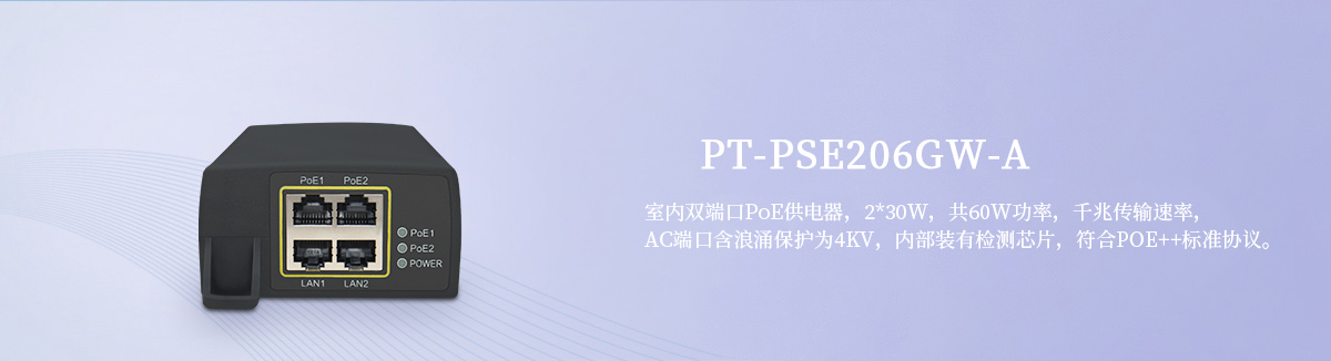 PT-PSE206GW-A 双端口PoE供电器