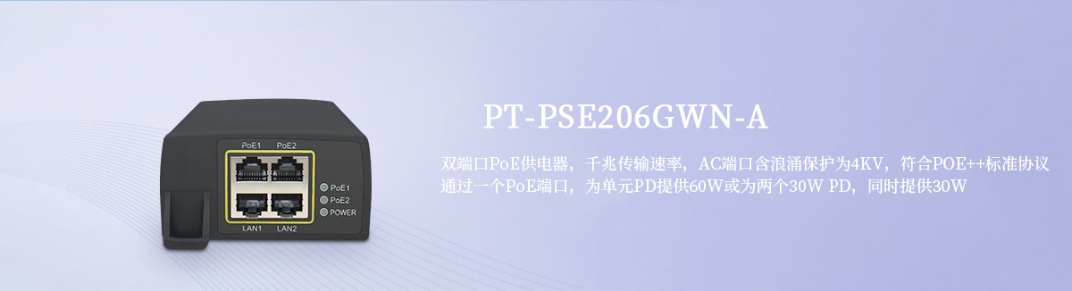 PT-PSE206GWN-A 双端口PoE供电设备